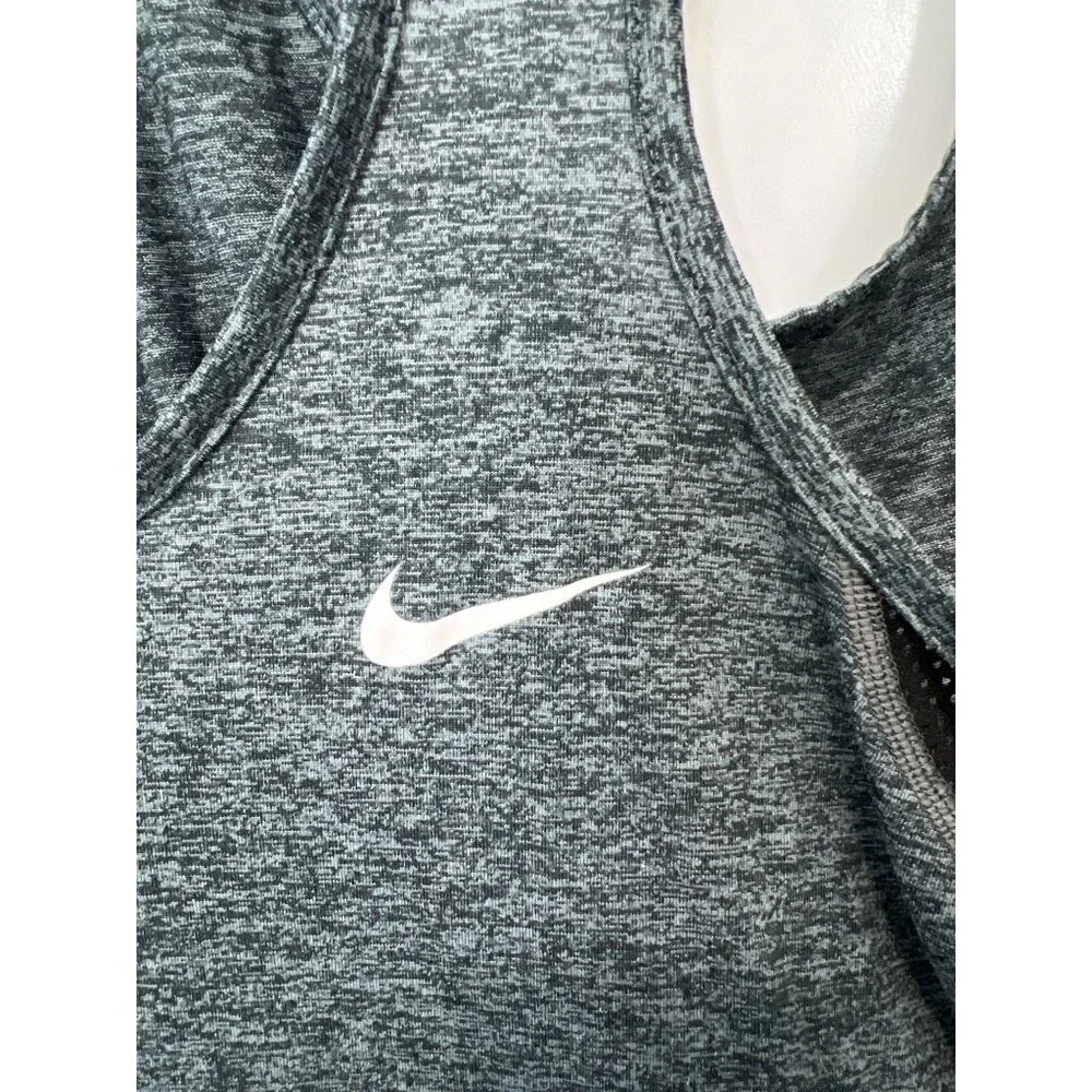 Nike Dri Fit Sleeveless Racerback Athletic Tank Top Womens XL Gray Black Fitness
